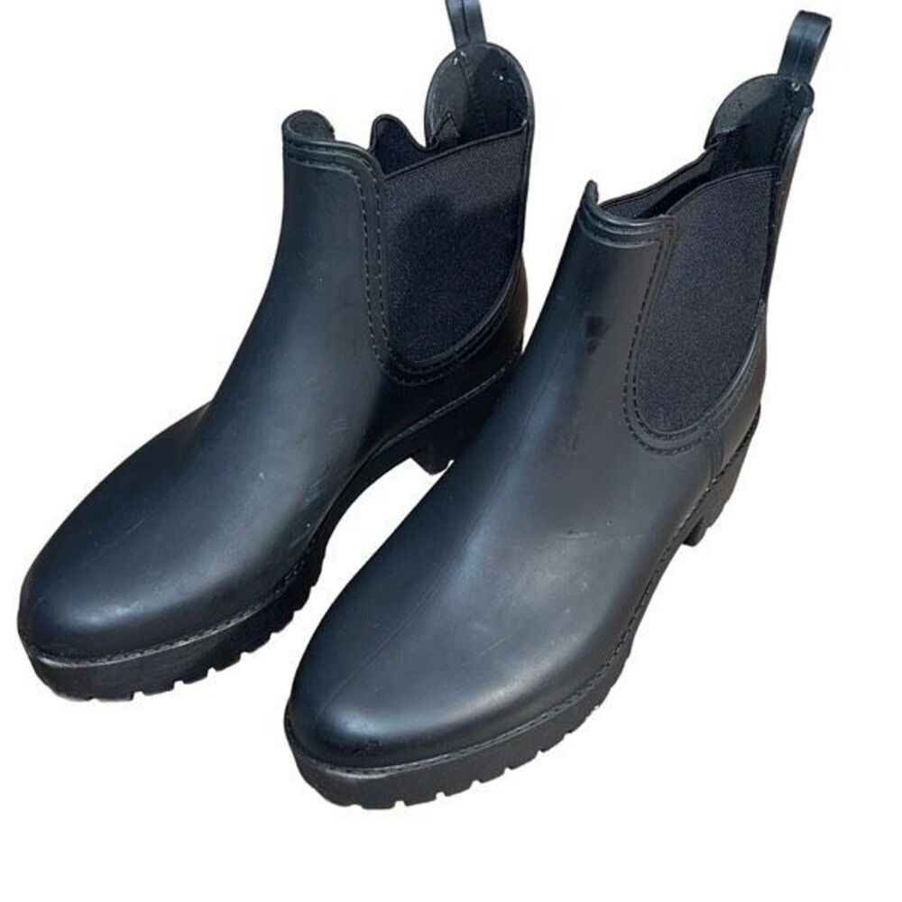 Jeffrey Campbell Womens Chelsea Elastic Side Panel Matte Rain Boots Black Size 8